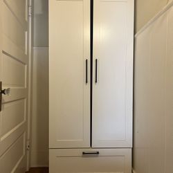 White Armoire Storage Coat Closet