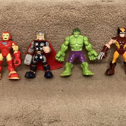 Lot Of 5 Marvel Comics Avengers Super Hero Action Figure Toys - Hulk Wolverine Thor Ironman Captain America!!!