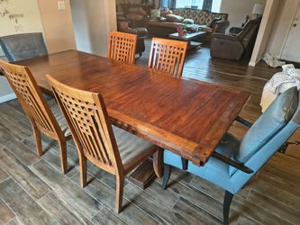Wood Dining Table 8 ft with 6 Chairs