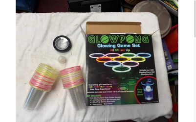 GlowPong Glow-in-the-Dark Pong Set – Cups + LED Ball Charger