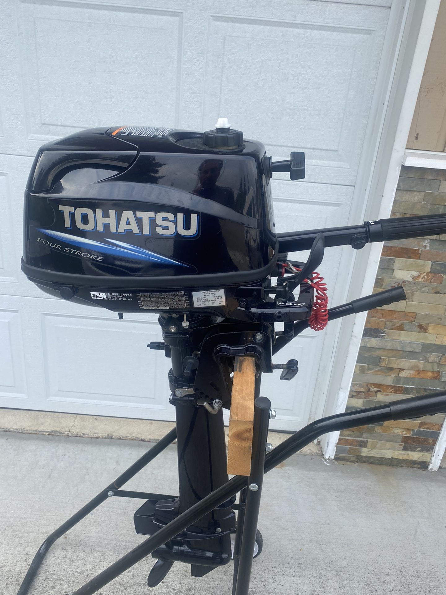 4HP Tohatsu Outboard Motor 4stroke Long 20’ Shaft