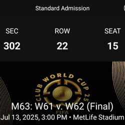 2025 World Cup Final Game..2 Tickets Total