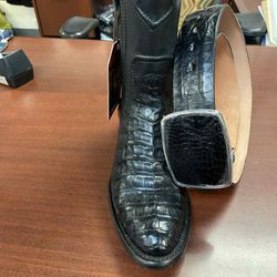 Nuevas Botas Vaqueras De Piel Original Con Cinturón 