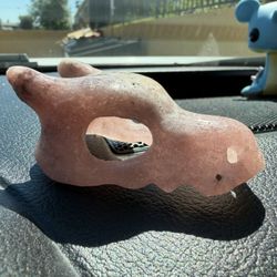 Hand-Carved Pink Amethyst Skull – 3” Soft Pink Crystal Carving