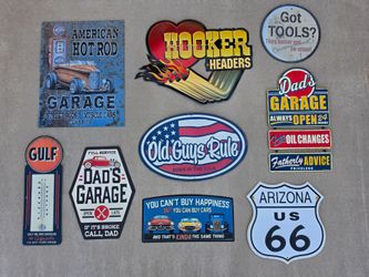 9 Metal Garage Sign Collection Automobilia Mancave Wall Art Signage