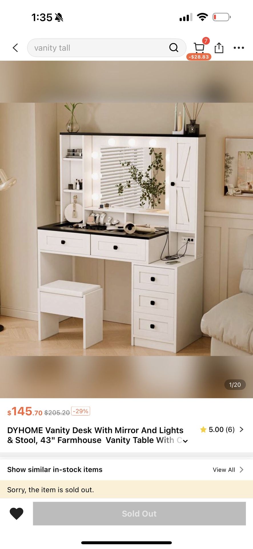 Like New Vanity Makeup Table with Mirror & Drawers