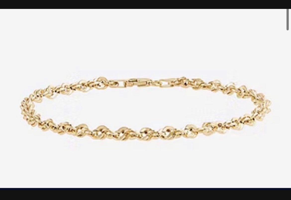 Mens 14K HOLLOW Gold 8 Inch Rope Circle Chain Bracelet