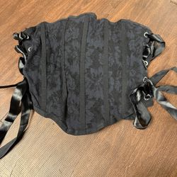 Black Lace-Up Corset Top Size Medium
