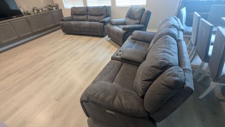 Boulevard Hampton Gray Power Reclining Sofa Set