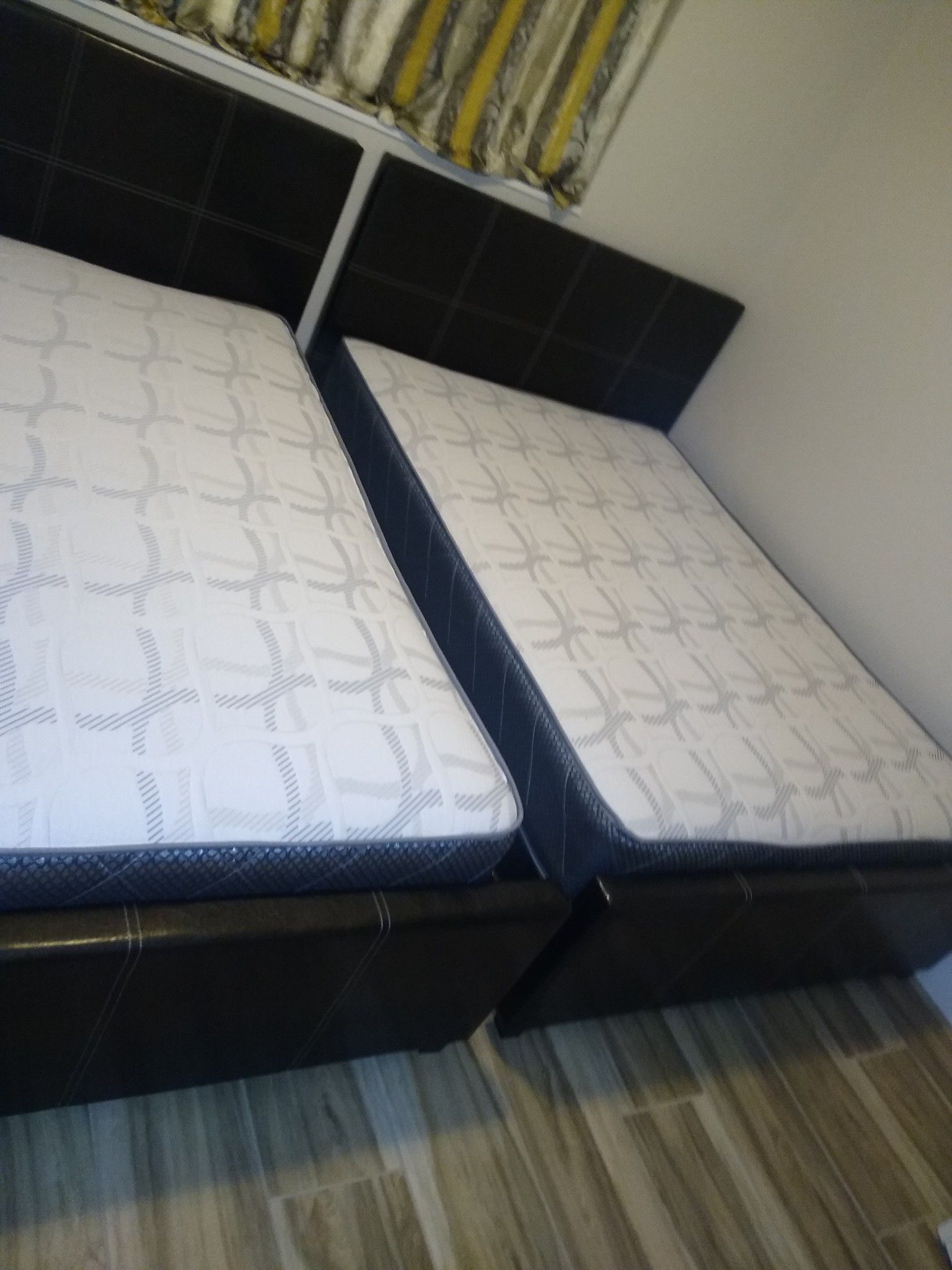 2 full size bed frame new in the box with the mattress and free delivery and free set up