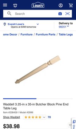 2 Pieces New) 35” Table or Island-Counter Support.