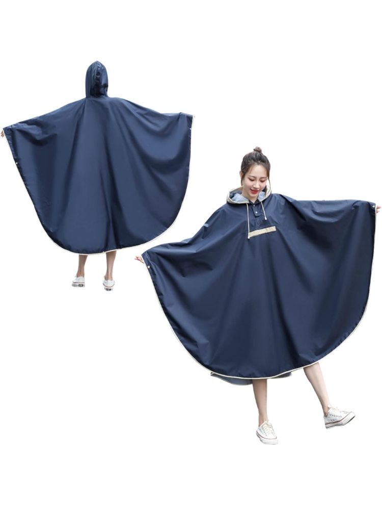 Hooded Rain Poncho Waterproof Raincoat Jacket with Pocket,