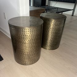 Gold Storage Drums (Set of 2) – Stylish Side Tables and Storage