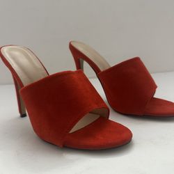  red suede open-toe mules