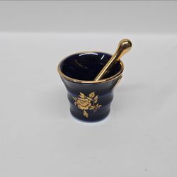 Cobalt Blue Ceramic Mortar and Pestle Set