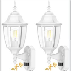 🏡 Outdoor Wall Sconce Lights – 2 Pack Motion Sensor (White) 🌟