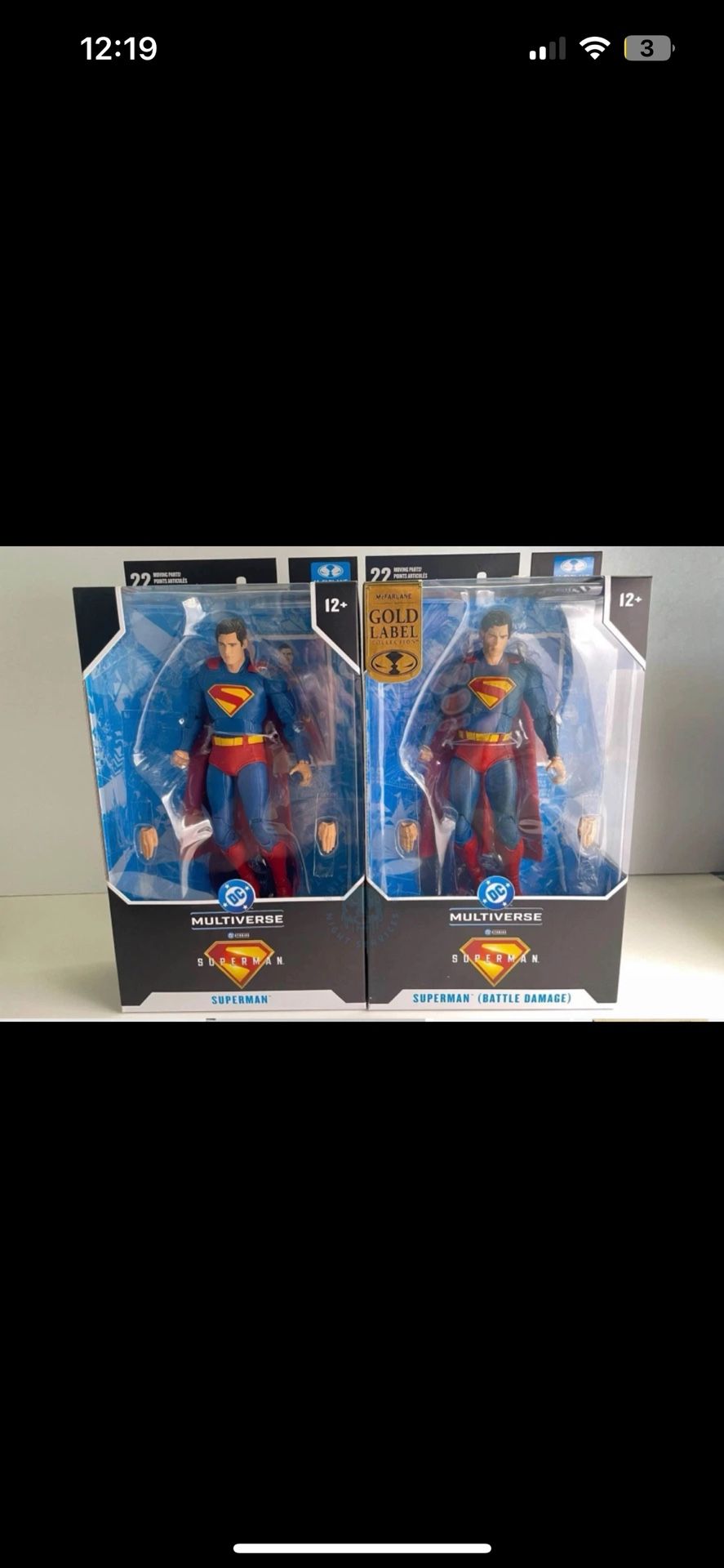 McFarlane DC Multiverse (Gold Label Battle Damage Superman) and (Standard)