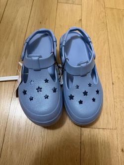 Light Blue Star Cutout Clogs with Strap Size 1 Kids