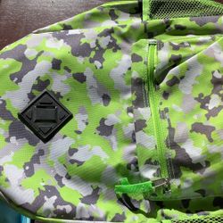 New, Camouflage Green,gray,and White Backpack.
