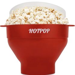 The Original Hotpop Microwave Popcorn Popper, Silicone Popcorn Maker, Collapsible Bowl BPA-Free and Dishwasher Safe- Multiple Colors Available