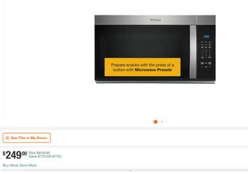 Whirlpool 30 in. Over-the-Range Microwave in Fingerprint Resistant Stainless Steel with Express Cooking Buttons model # wmms3130rz