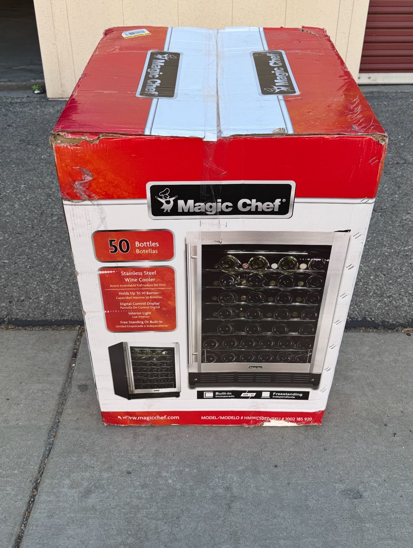 Magic Chef 23.4 in. W 50-Bottle Wine Cooler in Stainless Steel