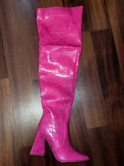 Pink thigh high boots