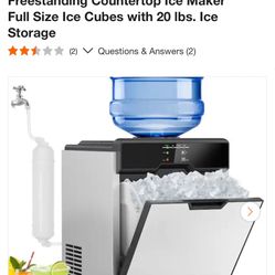 Hooure 15.65 in. Stainless Steel 80 Ib. /24 H Freestanding Countertop Ice Maker Full Size Ice Cubes with 20 Ibs. Ice Storage