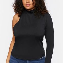 FOREVER 21 Plus One-Sleeve Cutout Top