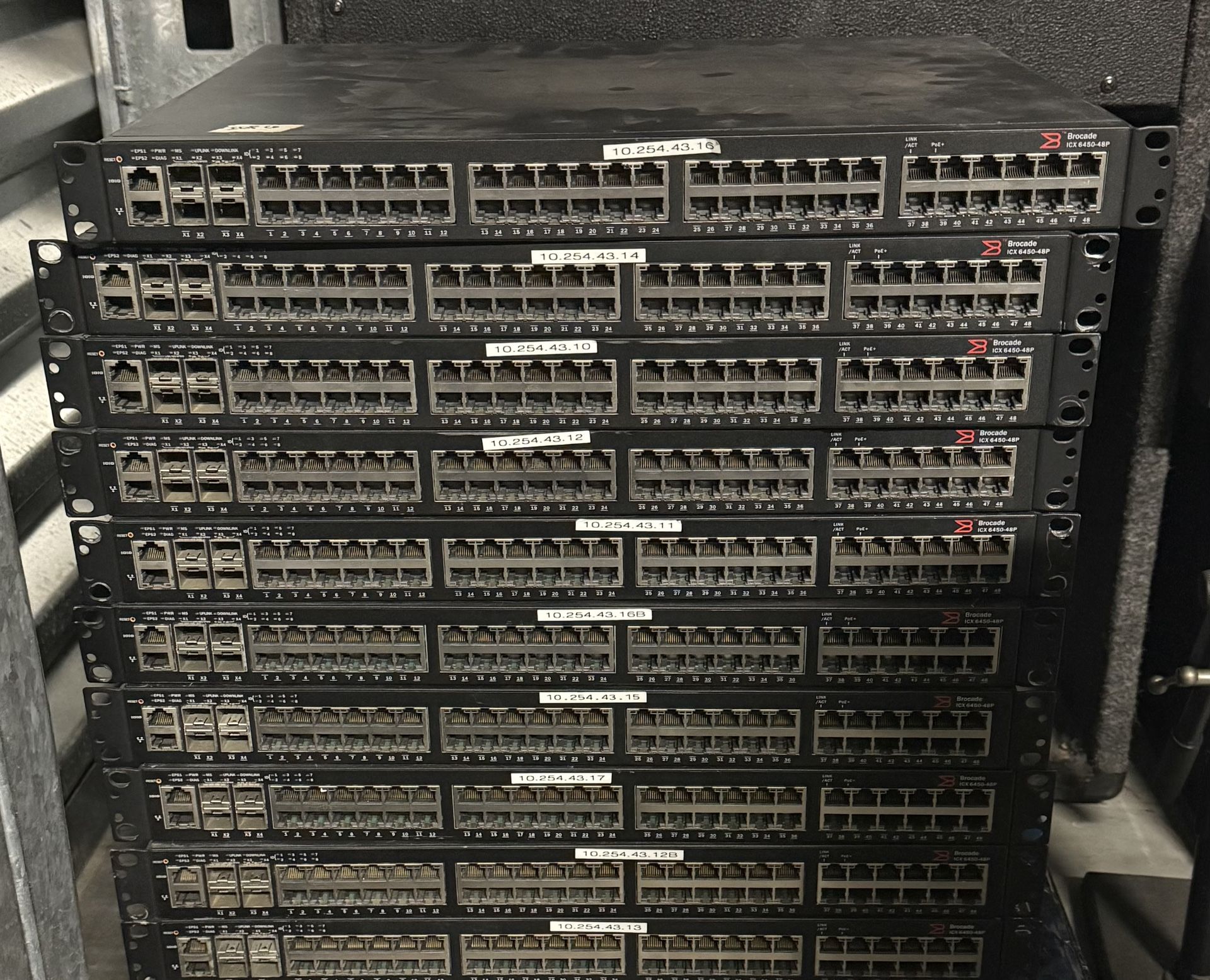 Lot of Brocade ICX6450-48P PoE+ Gigabit Switches – Enterprise Network Hardware