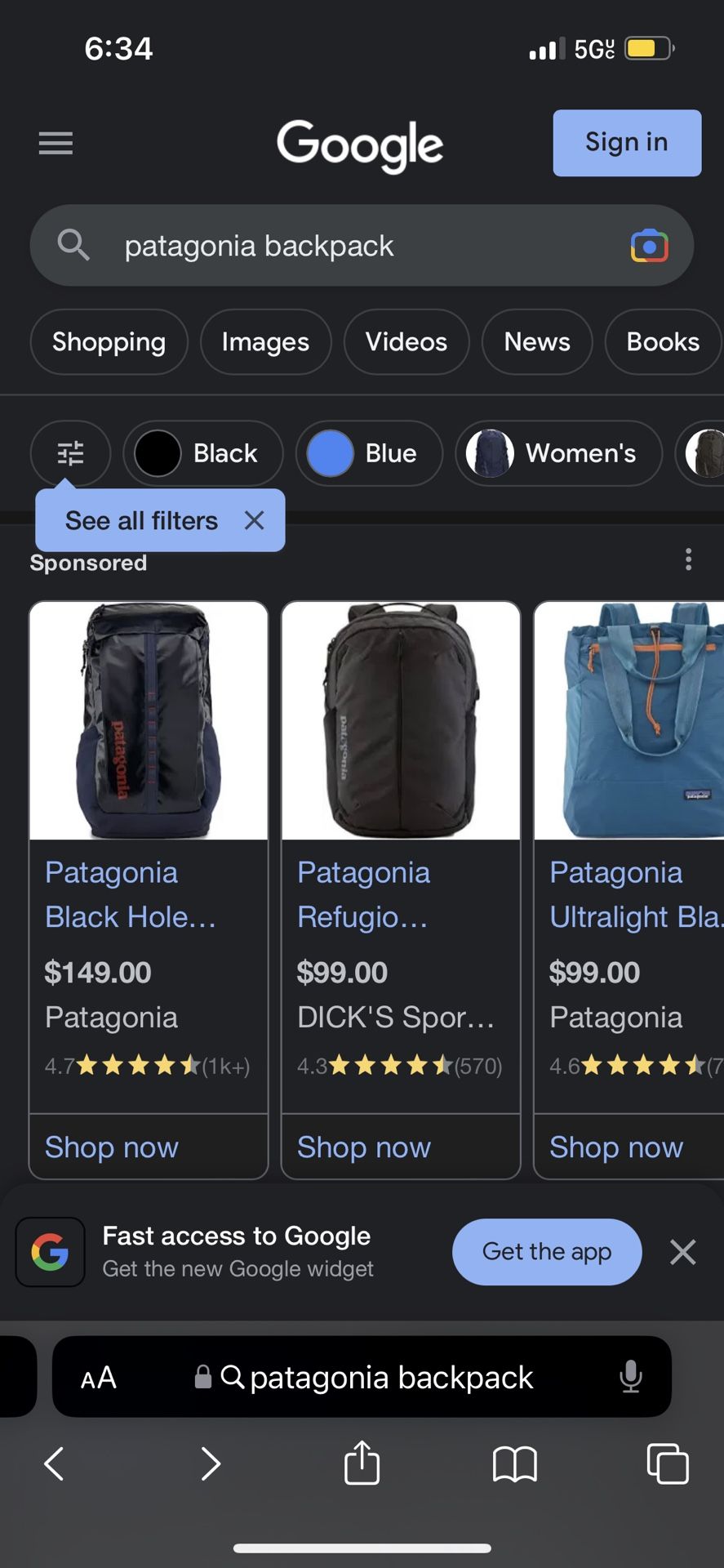 ISO PATAGONIA BLACK HOLE BACKPACK TRADE