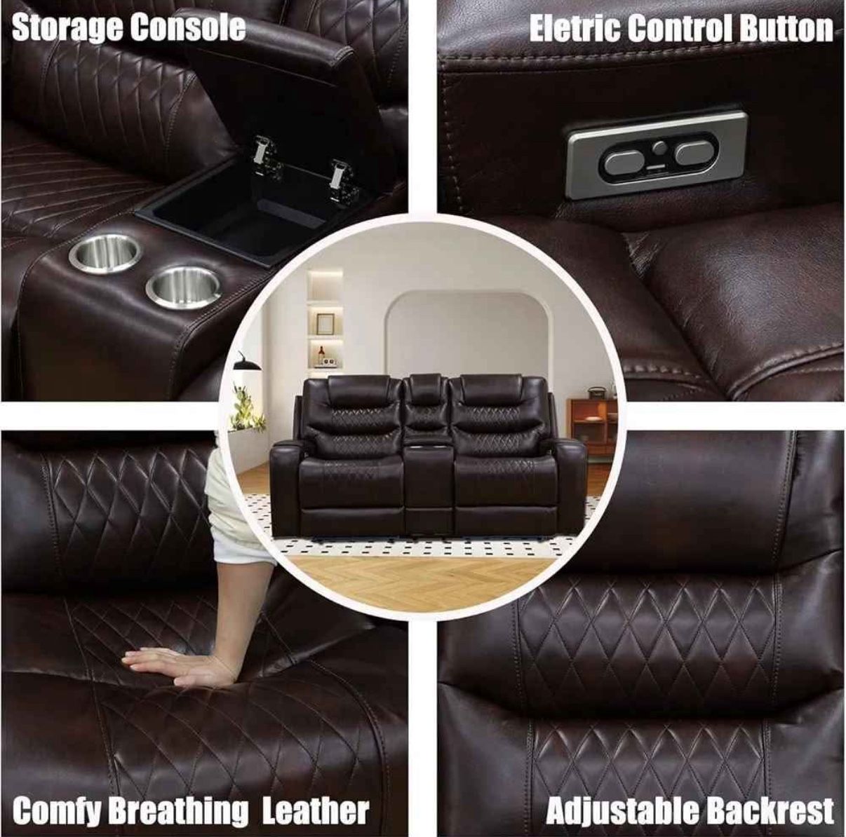 New Brown Power Reclining 3 Pc Set — Sofa • Loveseat • Chair