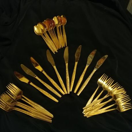 Vintage gold plate silverware JH Int Golden Banquet