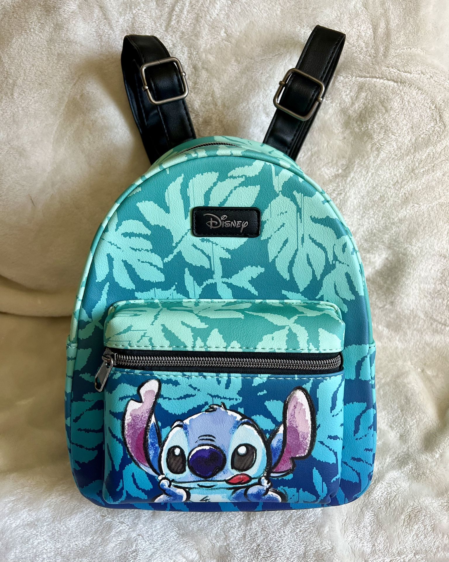 DISNEY Loungefly Lilo & Stitch Blue Tropical Leaves Mini Backpack