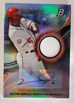 Victor Robles 2019 Bowman Platinum Pieces Autograph Relic Card #'d 09/99 Washington Nationals MLB