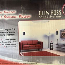 Digital Cinema - Olin Ross 1000 Watt Home Theatre System includes Subwoofer 