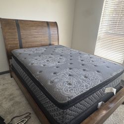 Wooden Sleigh Bed Frame And Mattress 