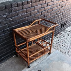 Mid Century Bamboo/Rattan Bar Cart