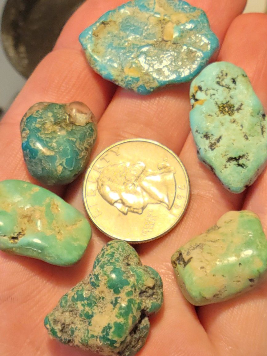 9.18g Turquoise Rough Polished Nugget Crystals (Arizona) Lot Natural Stones 3pcs