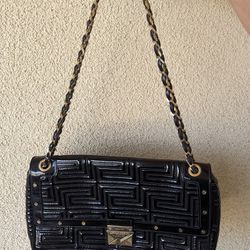 Versace Black Patent Leather Shoulder Bag