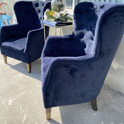 Soft Velvet Blue Sofa Chairs 