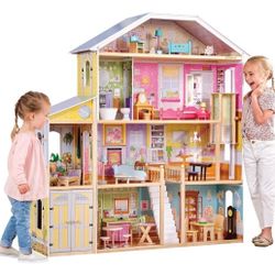KidKraft Majestic Mansion Wooden Dollhouse with 34-Piece Accessories, Working Elevator, Garage