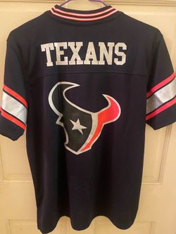 NEW NFL Navy Crewneck Tee with Red and White Stripe Collar