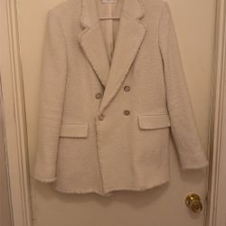 Ladies White D-Breasted Coat 