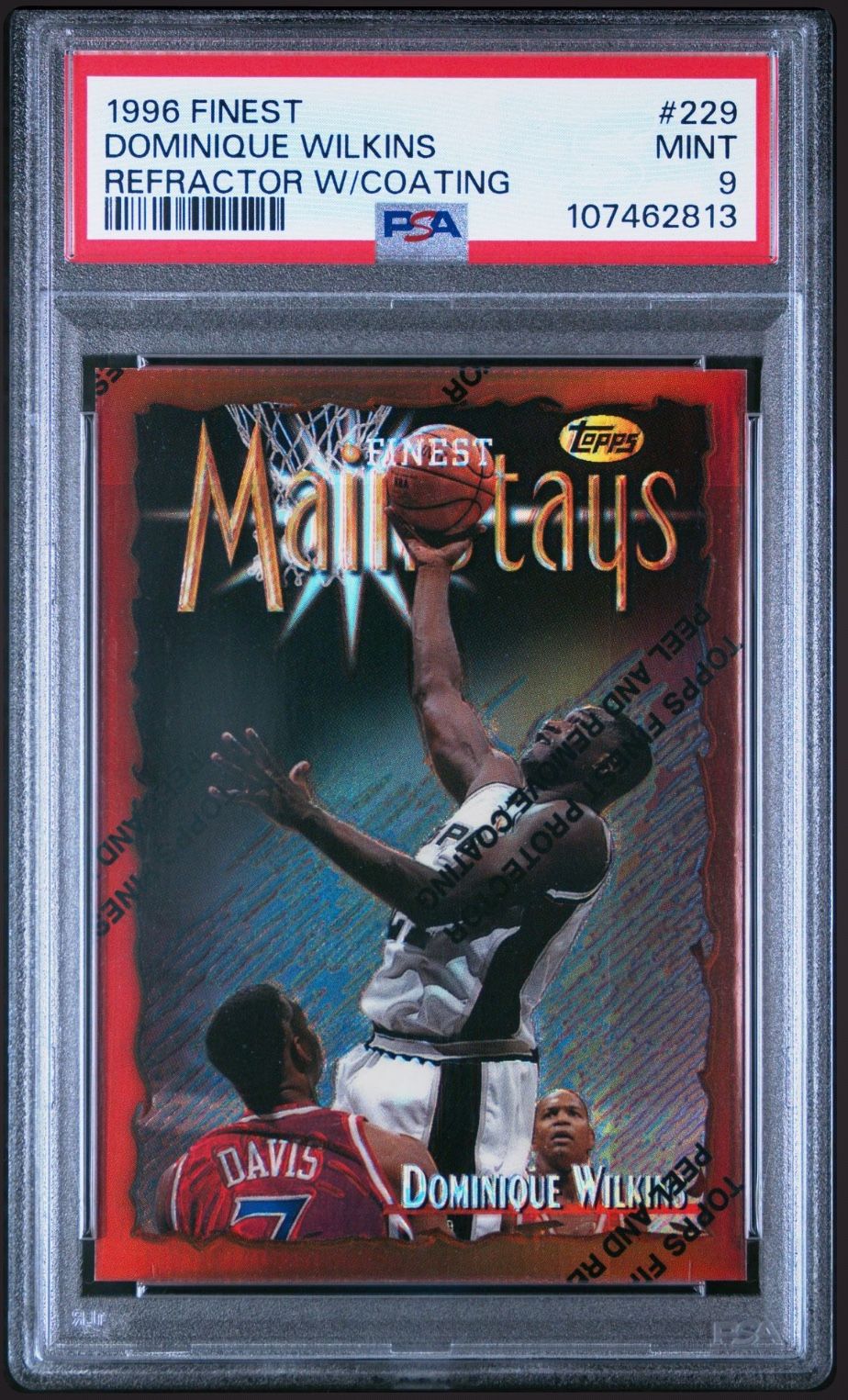 1996-97 Topps Finest #229 Dominique Wilkins REFRACTOR - Rare Parallel Card - GRADED PSA 9 MINT CONDITION 💎