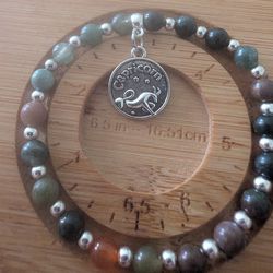 6mm indian agate capricorn  bracelet