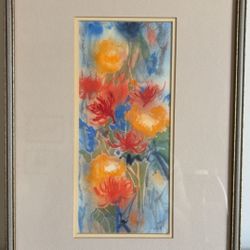 Watercolor painting of floral composition