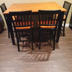 Dining Table Set With 6 Counter Top Chairs & Buffet