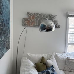 chrome and marble floor lamp