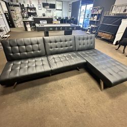 2 Piece Reclining Leather Couch With Chaise Lounge